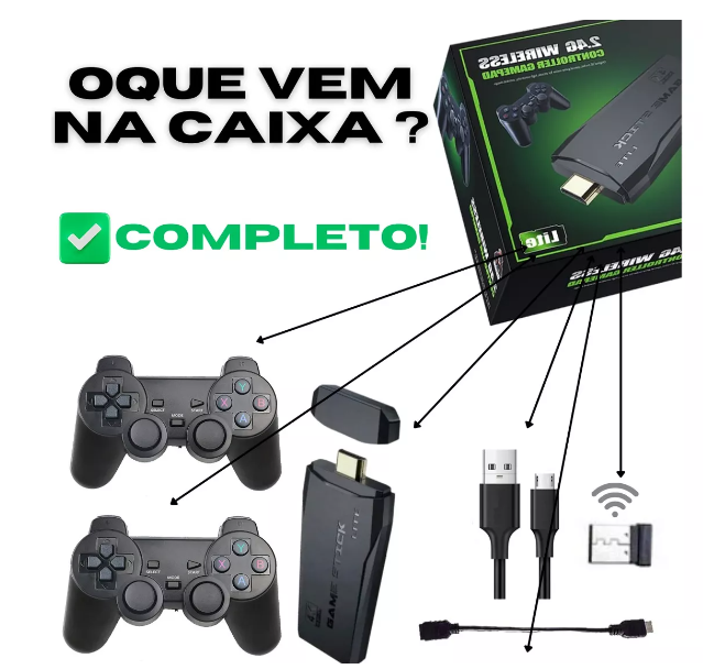 Gamestick original 10mil Jogos 2 Controles Sem Fio